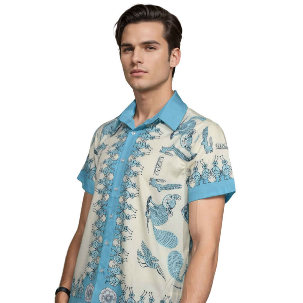 Gucci Sky Blue Premium Luxury Cotton Shirt-2