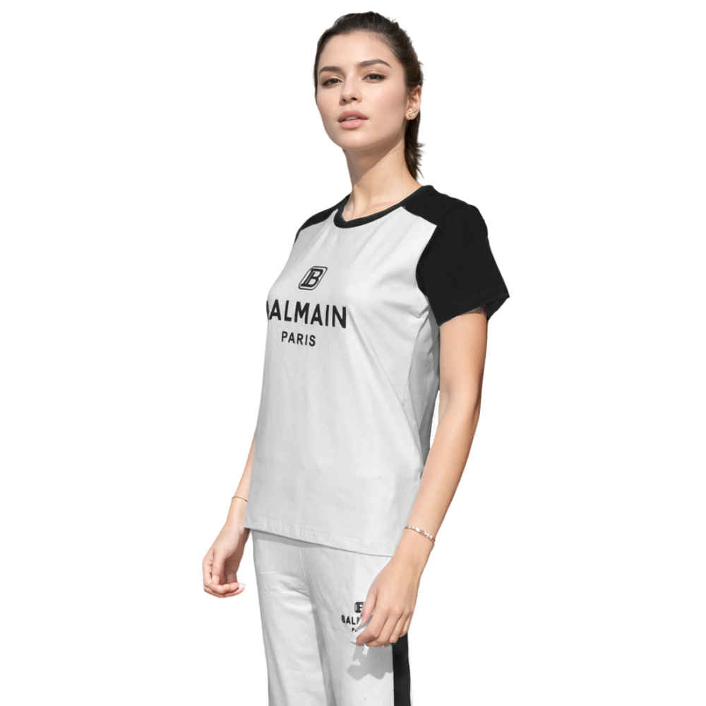 Balmain logo Print White Premium Co-ord Set-thumb-0
