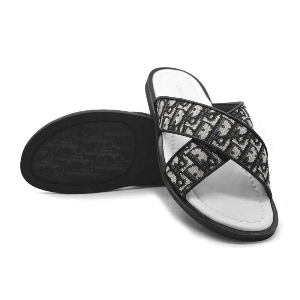 Dior Printed White Premium Leather Flip-flops-5