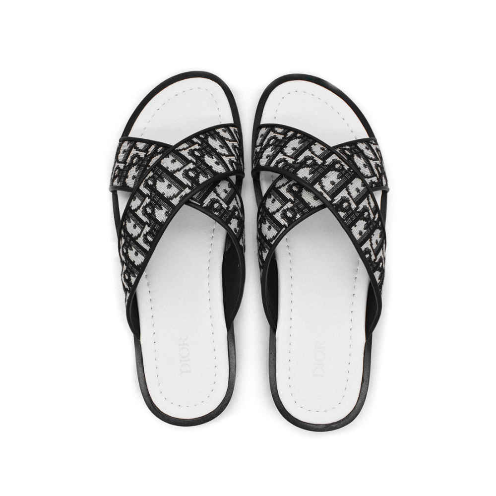 Dior Printed White Premium Leather Flip-flops-3