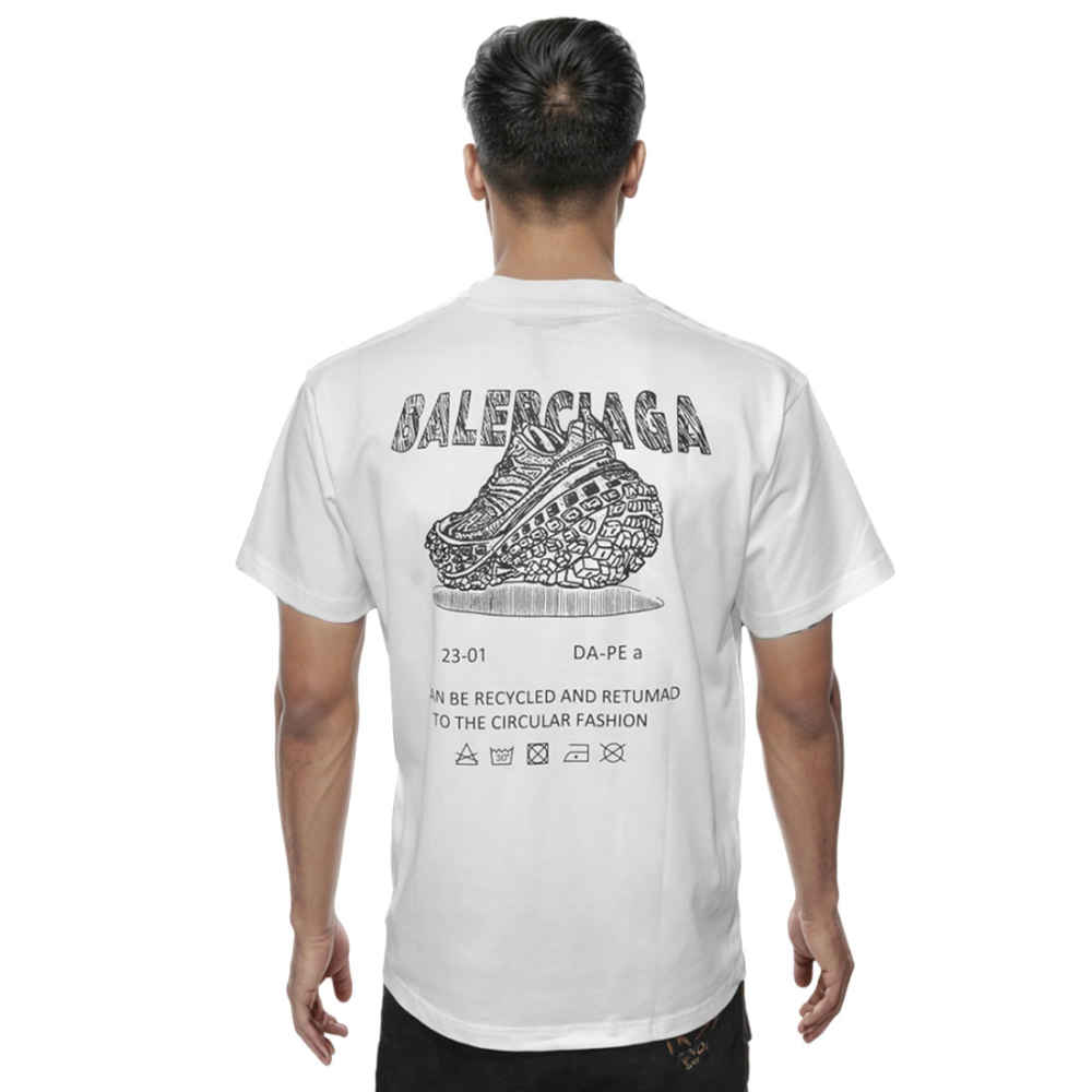 Balenciaga White Premium Quality T-shirt-thumb-1