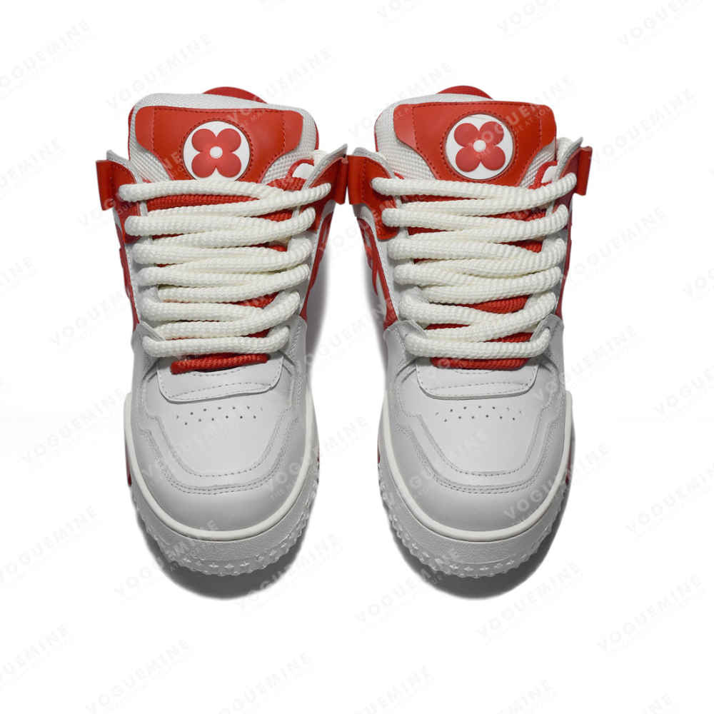 Louis Vuitton White & Red Premium Quality Sneakers-3