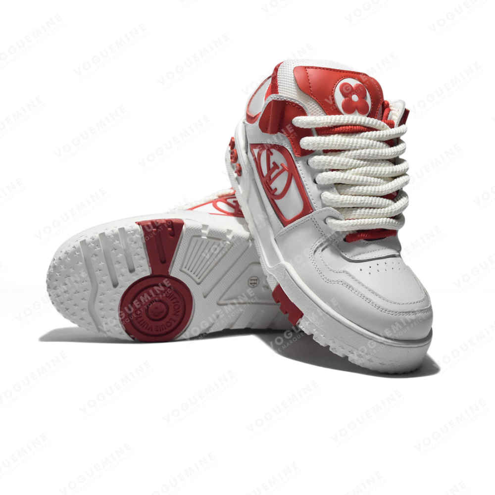 Louis Vuitton White & Red Premium Quality Sneakers-5