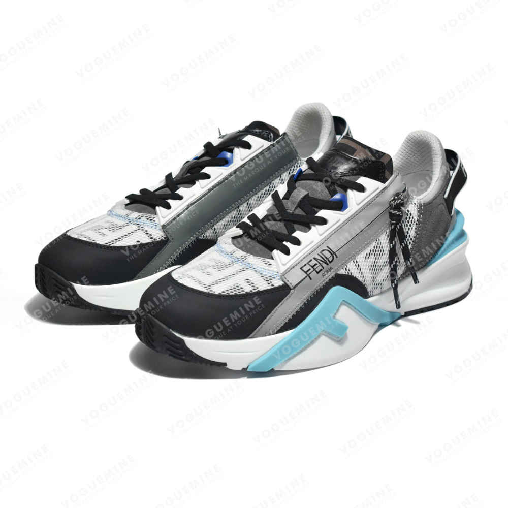 Fendi Flow White & Blue Lycra Low-top Sneakers-2
