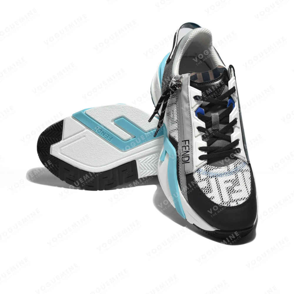Fendi Flow White & Blue Lycra Low-top Sneakers-5