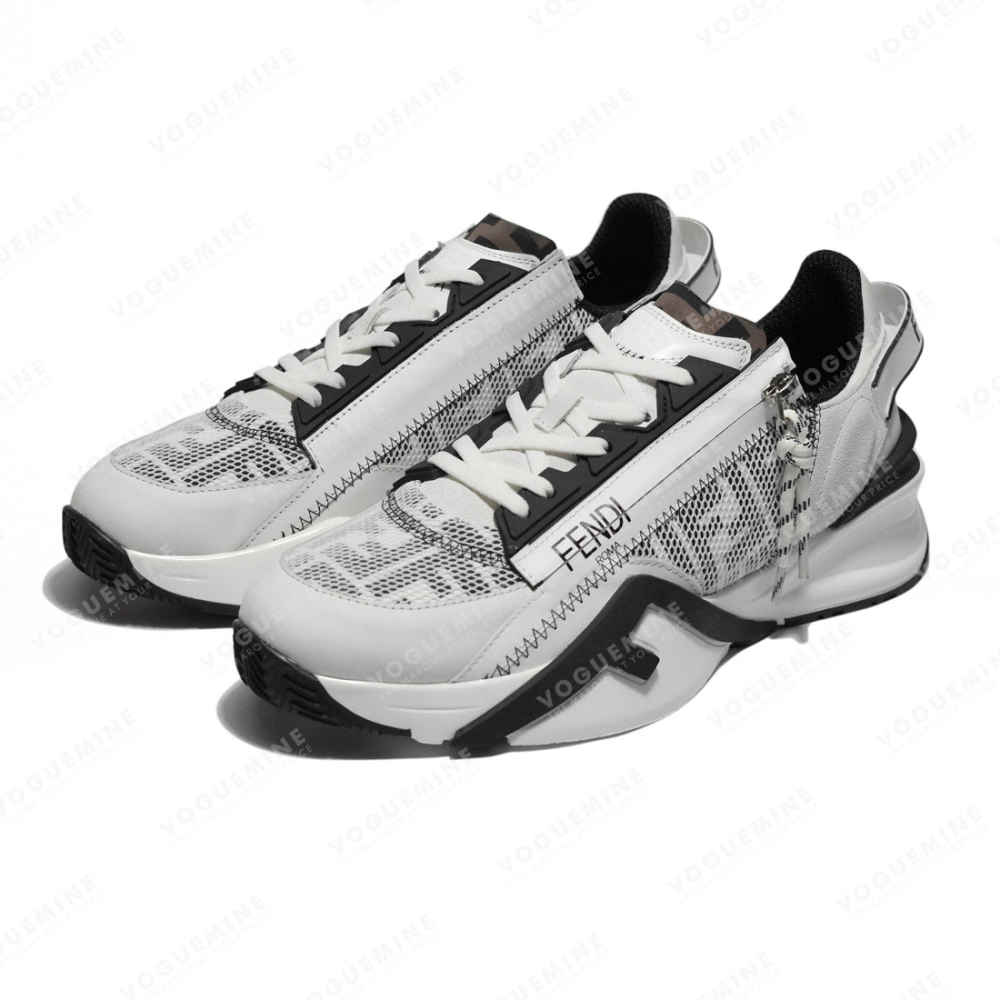 Fendi Flow Black & White Lycra Low-top Sneakers-2