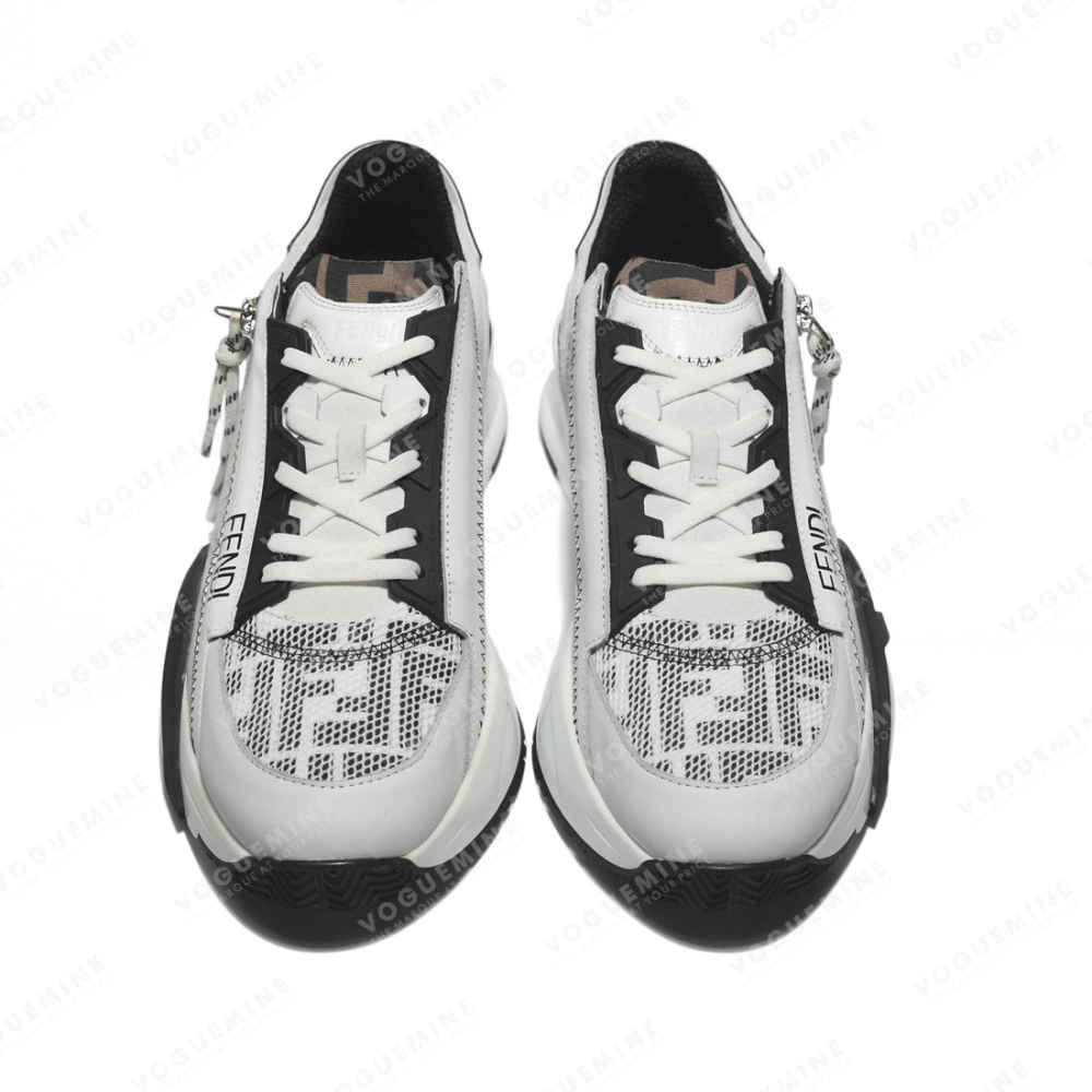 Fendi Flow Black & White Lycra Low-top Sneakers-3