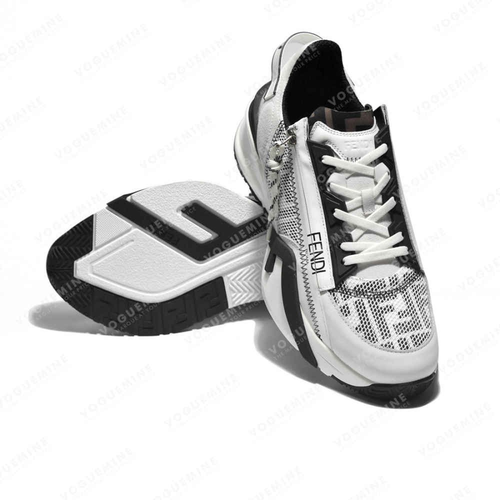 Fendi Flow Black & White Lycra Low-top Sneakers-5