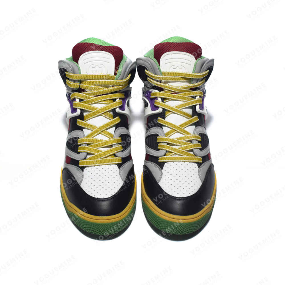 Gucci Yellow & Black Basket High-Top Premium Sneakers-thumb-3
