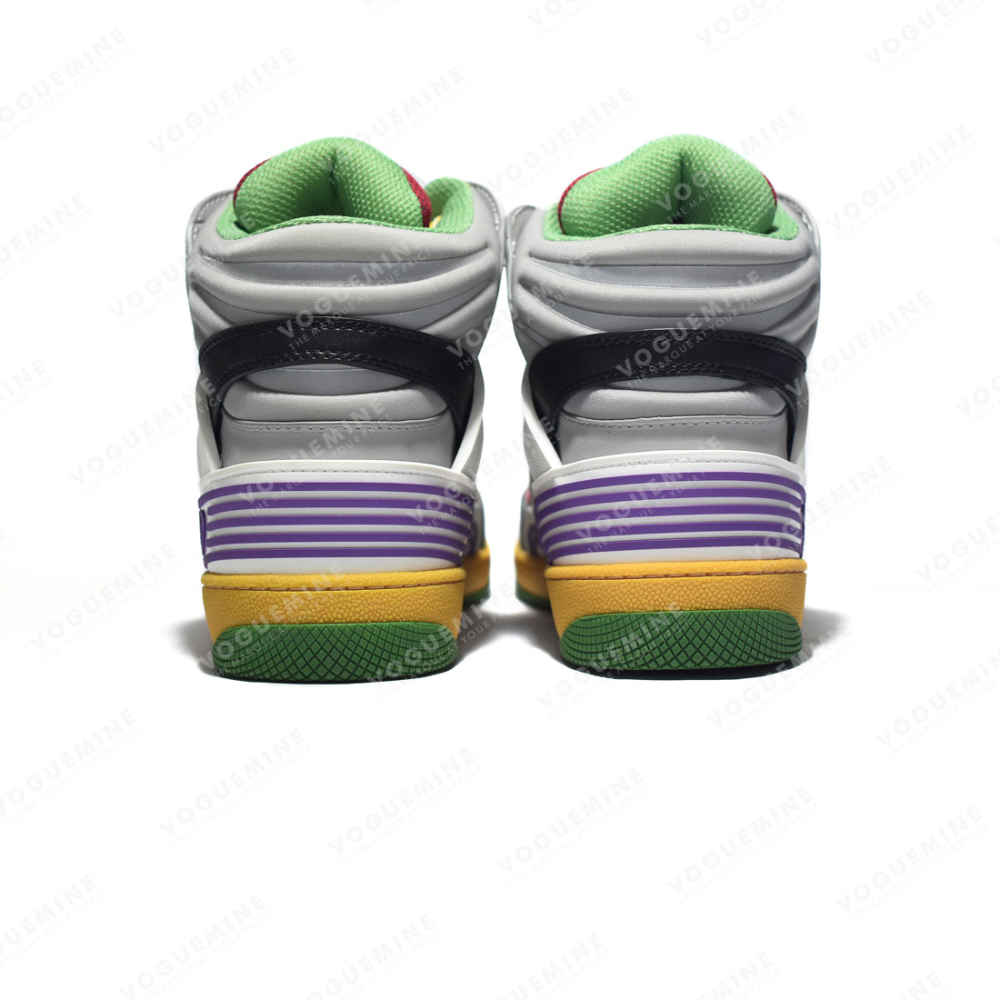 Gucci Yellow & Black Basket High-Top Premium Sneakers-thumb-4