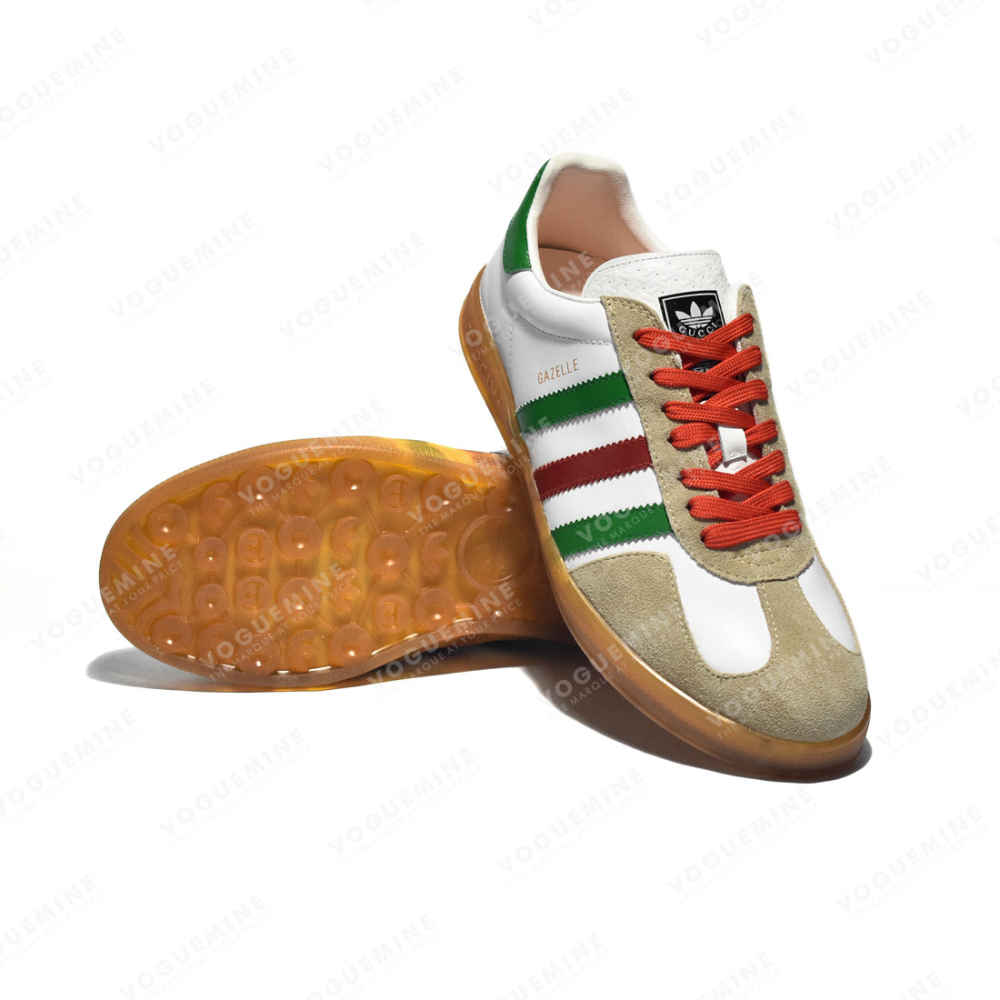 Gucci x Adidas Gazelle White Green Red Sneakers-thumb-5