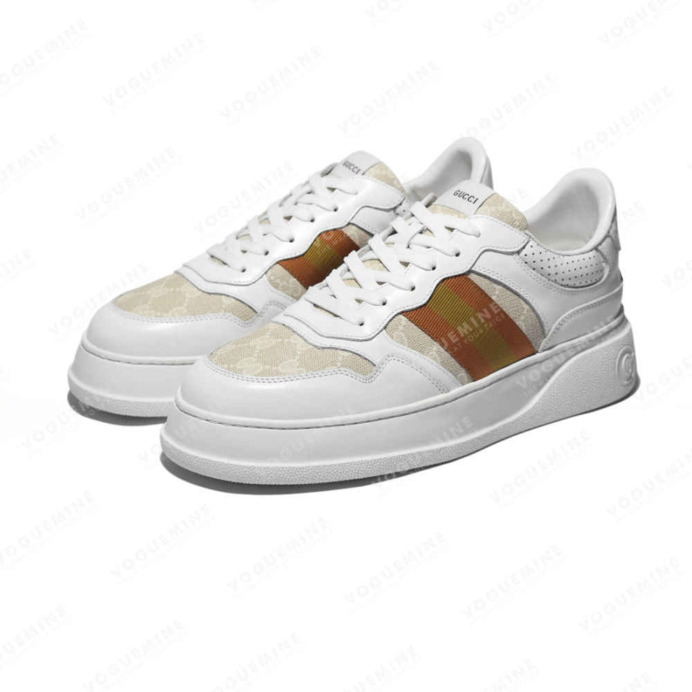 Gucci White & Orange Premium Quality Sneakers-thumb-2