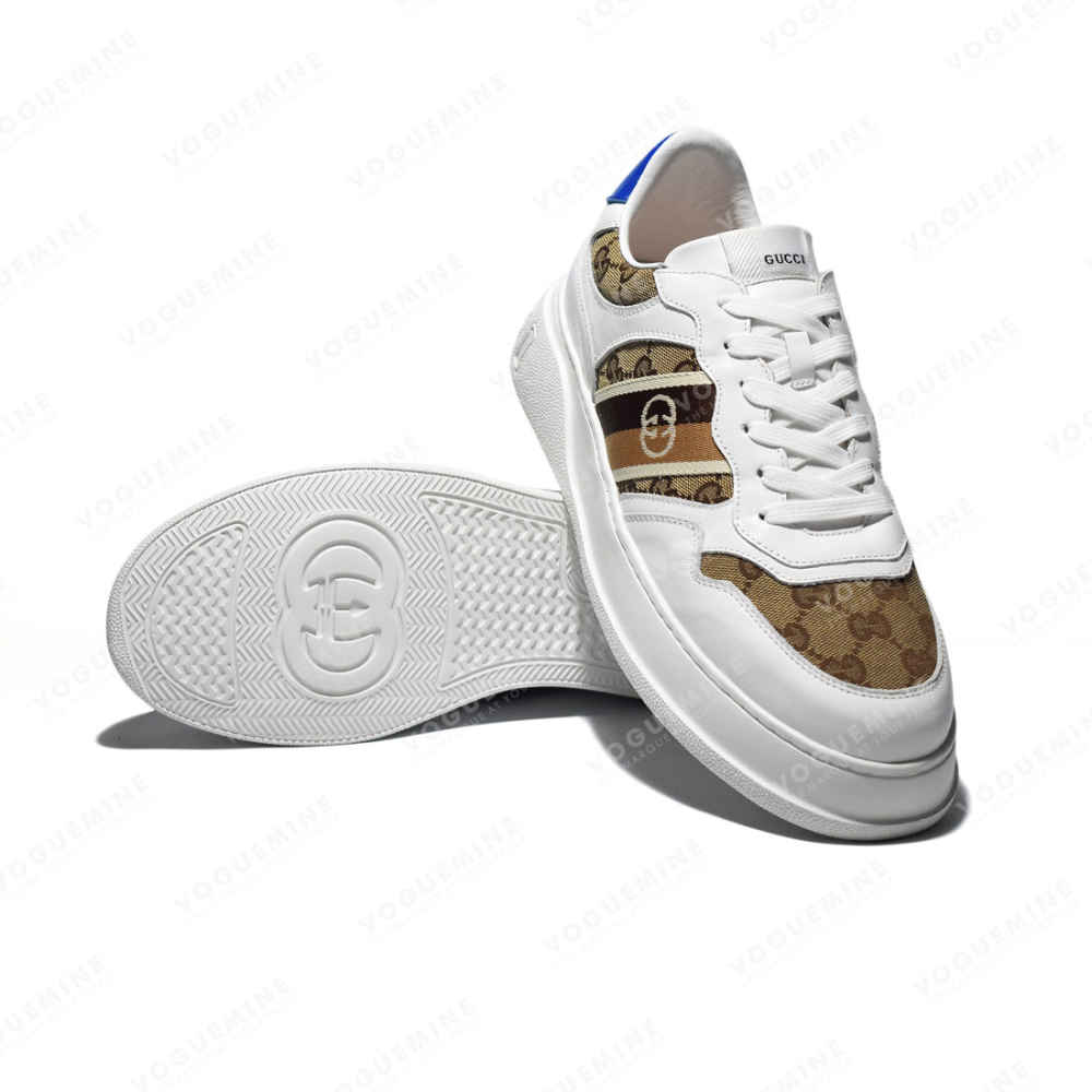 Gucci White & Brown Premium Quality Sneakers-5