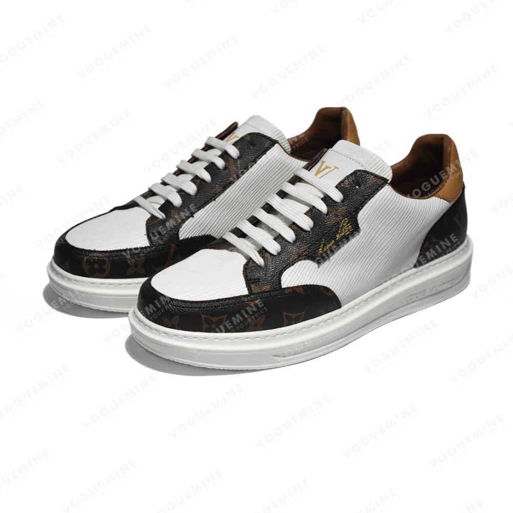 Louis Vuitton White & Brown Premium Quality Sneakers-thumb-2
