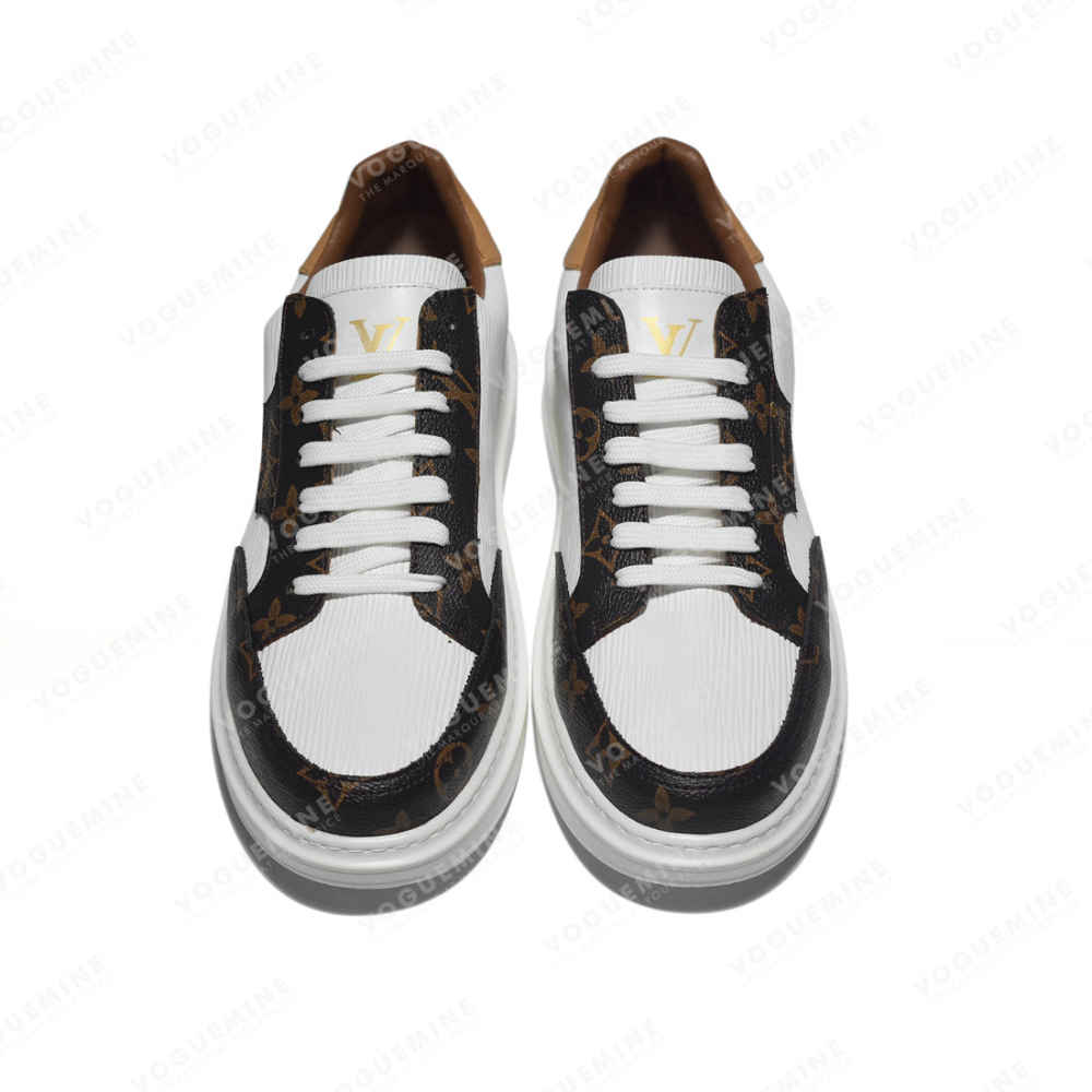 Louis Vuitton White & Brown Premium Quality Sneakers-thumb-3