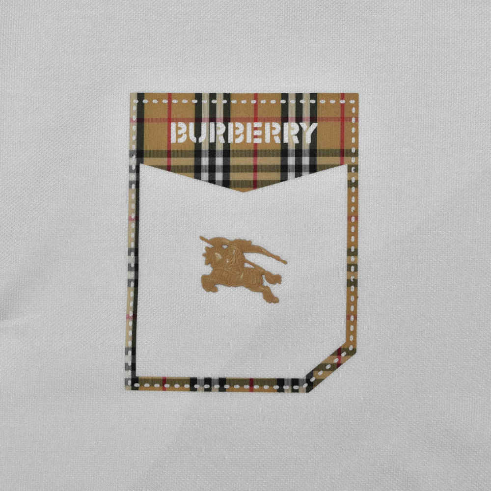 Burberry White Premium Quality Polo Tees-3