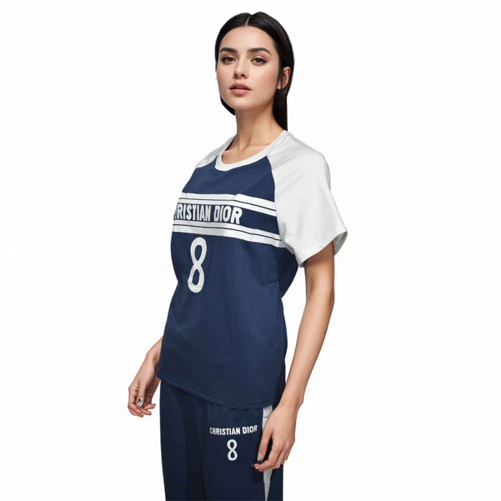 Dior White & Blue Premium Quality Co-Ord Set-thumb-0