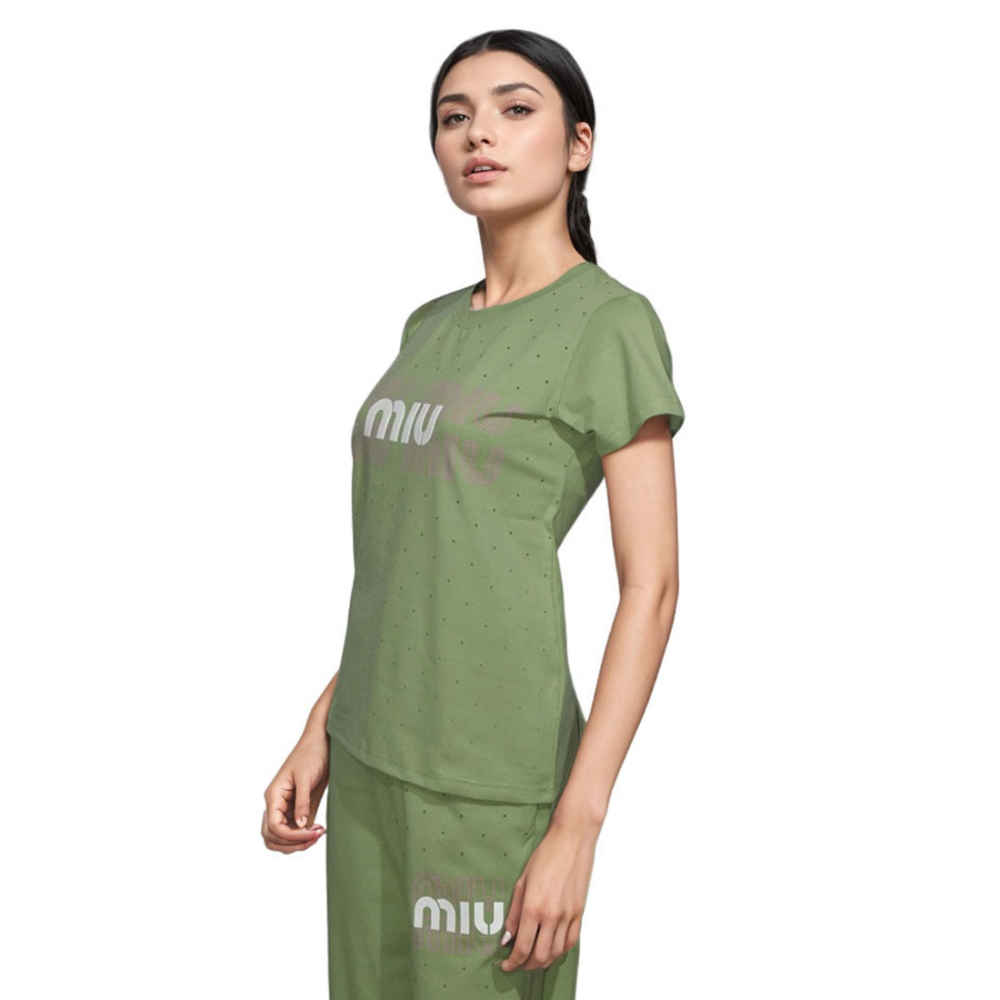 Miu Miu Green Premium Cotton Co-ord Set-thumb-0