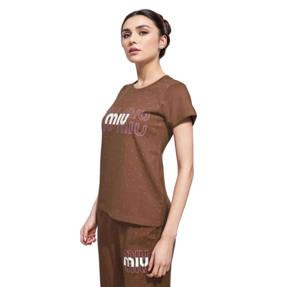 Miu Miu Brown Premium Cotton Co-ord Set-thumb-0