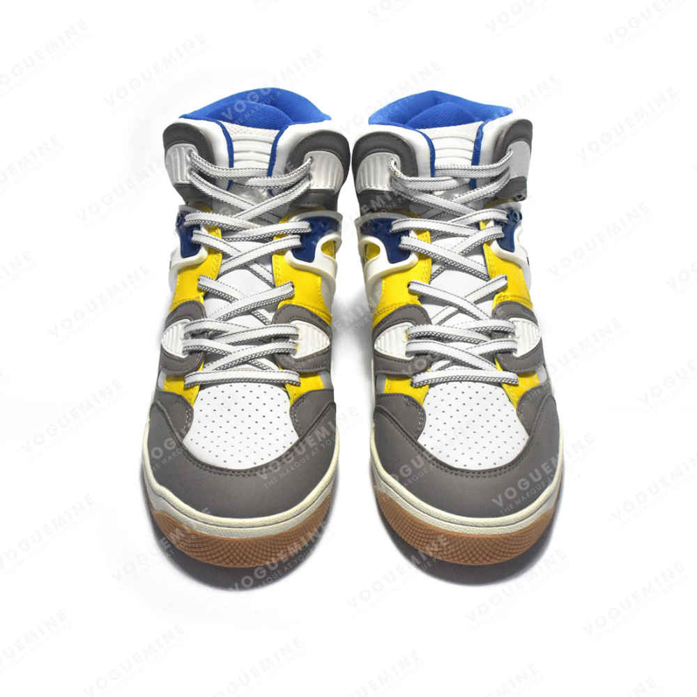 Gucci Yellow & Grey Basket High-Top Premium Sneakers-thumb-3