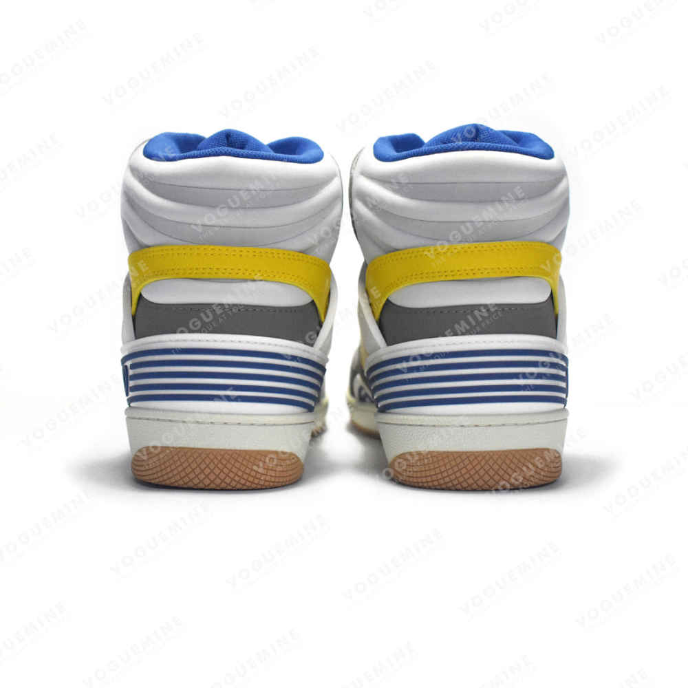 Gucci Yellow & Grey Basket High-Top Premium Sneakers-thumb-4