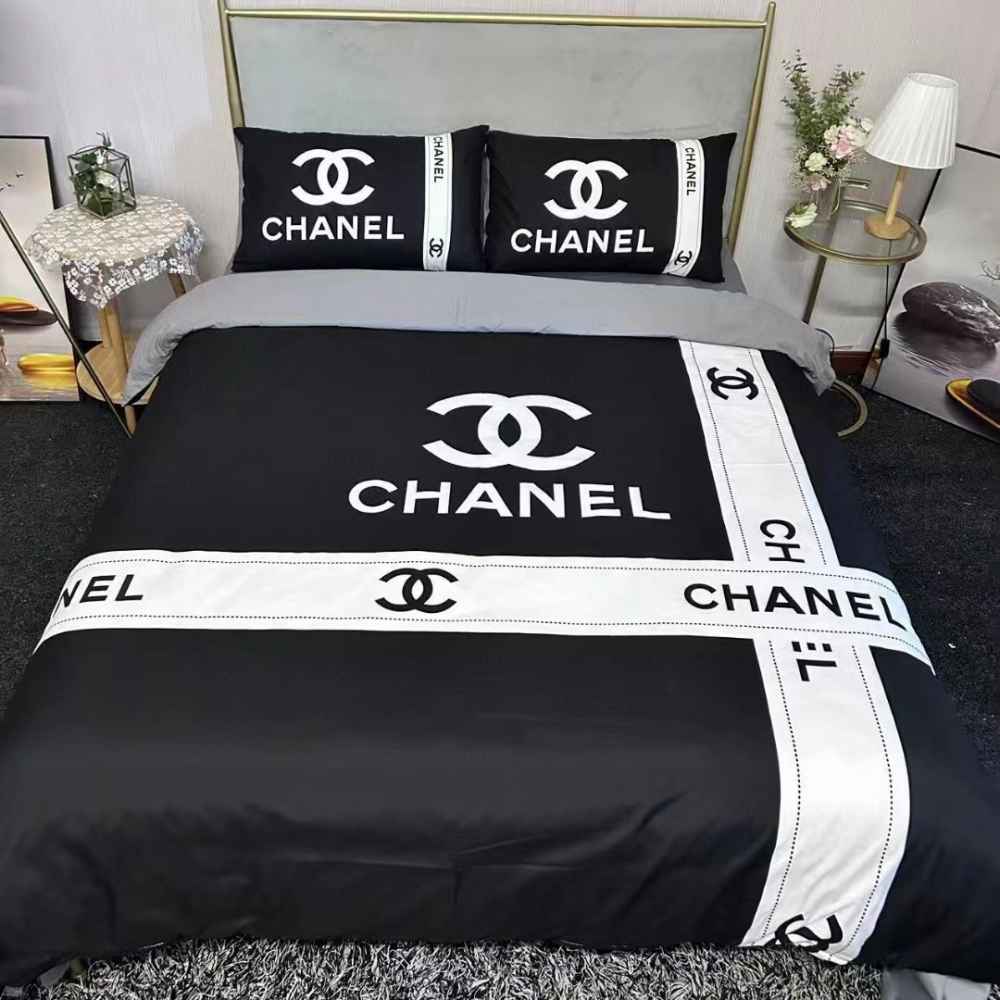 Chanel Black Premium Quality Bedsheet-thumb-0