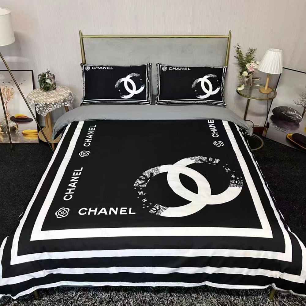 Chanel Black Premium Quality Bedsheet-thumb-0