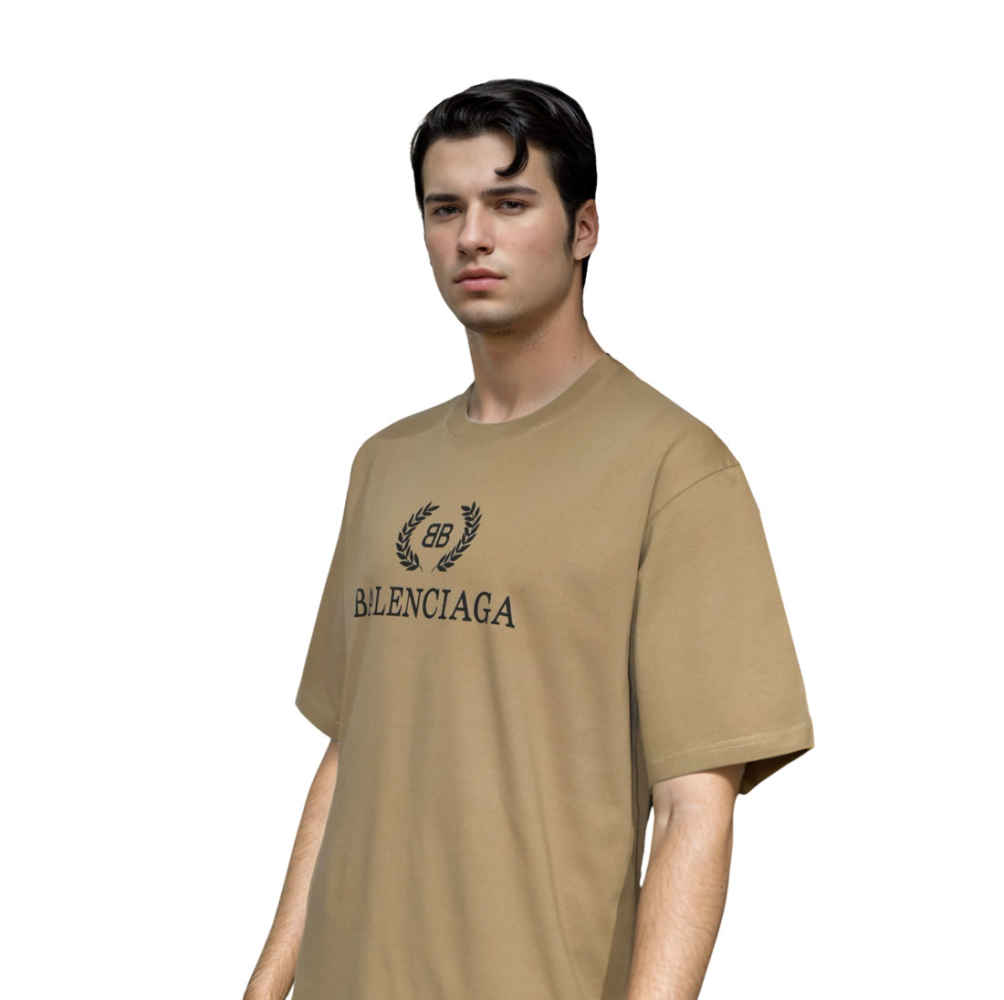 Balenciaga Brown Premium Quality T-shirt-2