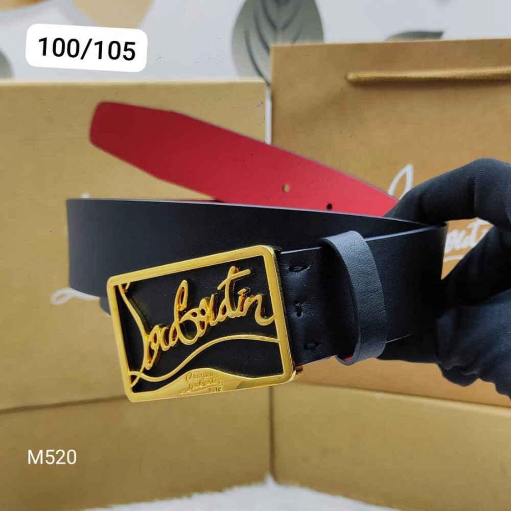 Christian Louboutin Golden Premium Quality Leather Belt-thumb-0