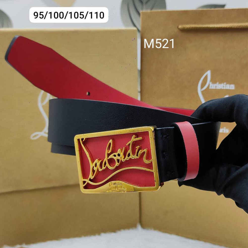 Christian Louboutin Golden Premium Quality Leather Belt-thumb-0