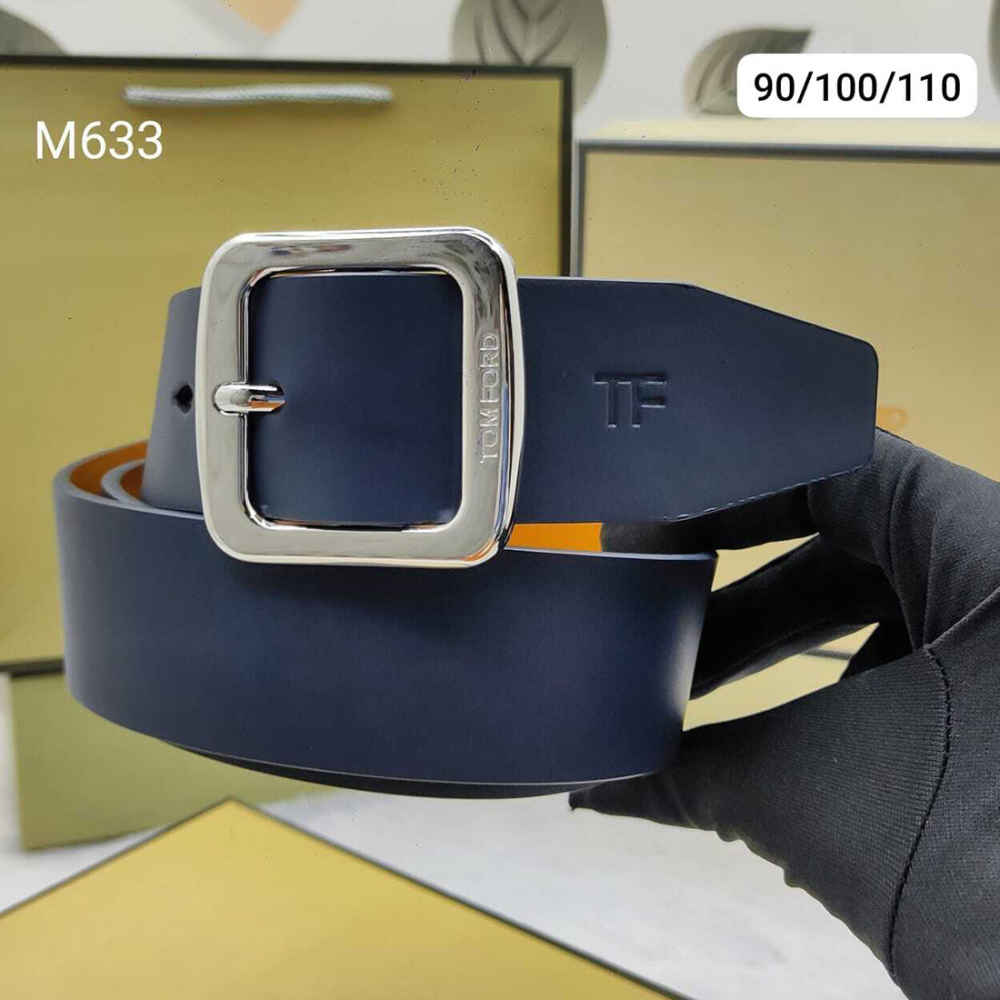 Tom Ford Silver Premium Quality Leather Belt-thumb-0