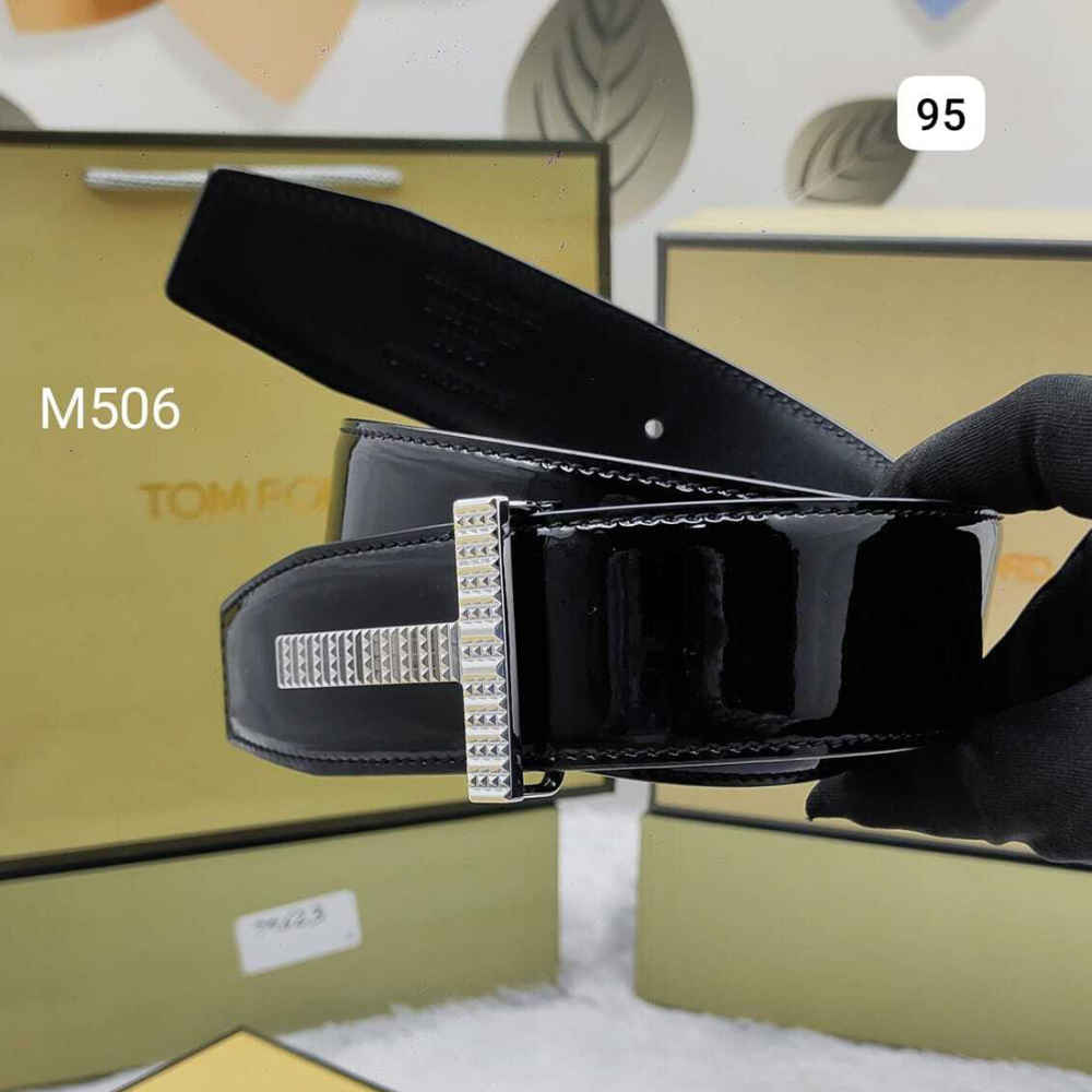 Tom Ford Silver Premium Quality Leather Belt-thumb-0