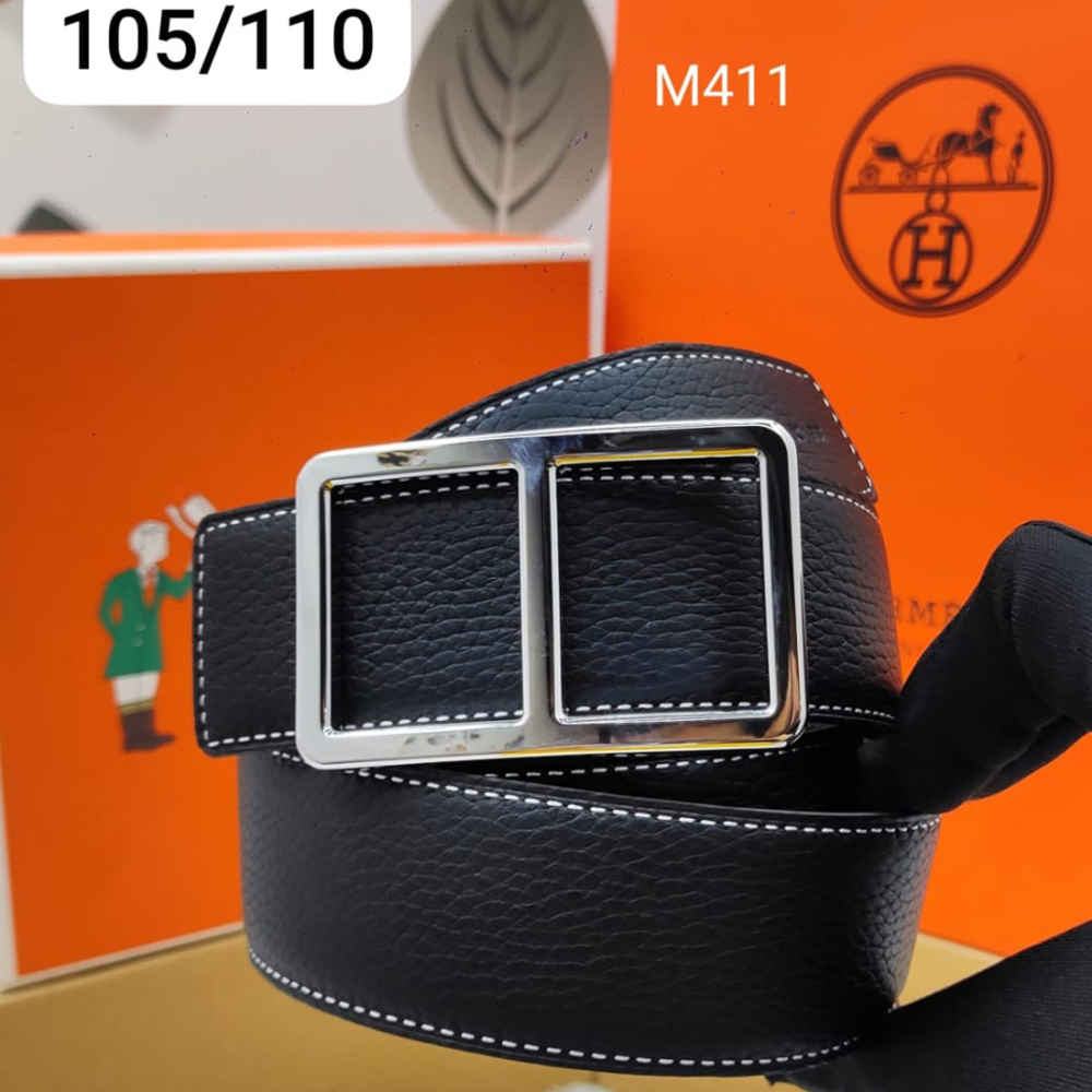 Hermes Silver Premium Quality Leather Belt-thumb-0