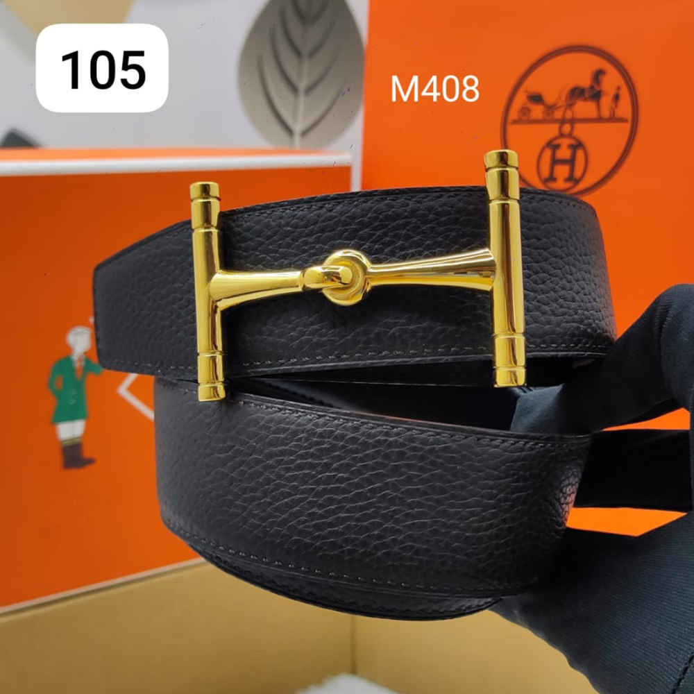 Hermes Golden Premium Quality Leather Belt-thumb-0