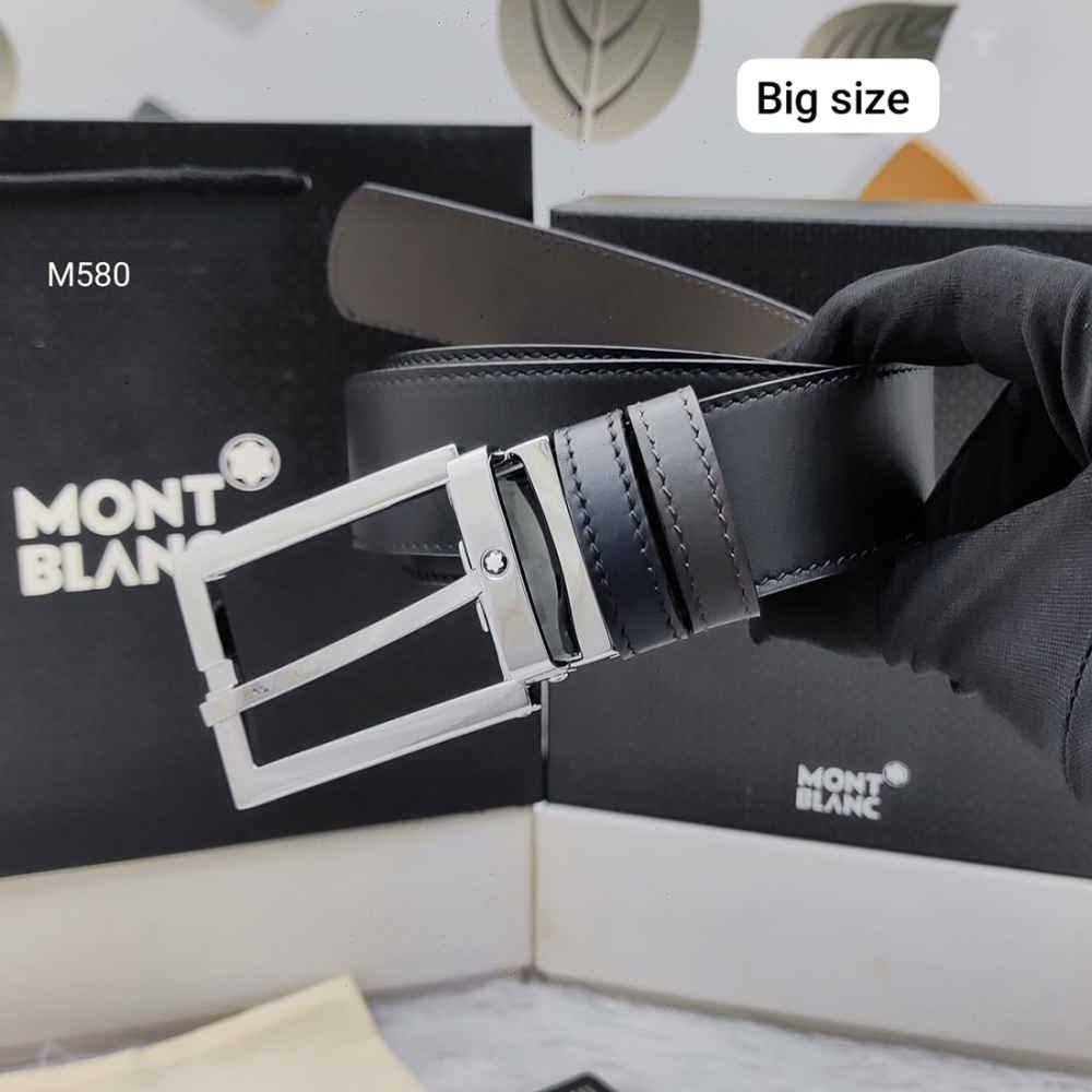 Mont Blanc Silver Premium Quality Leather Belt-thumb-0