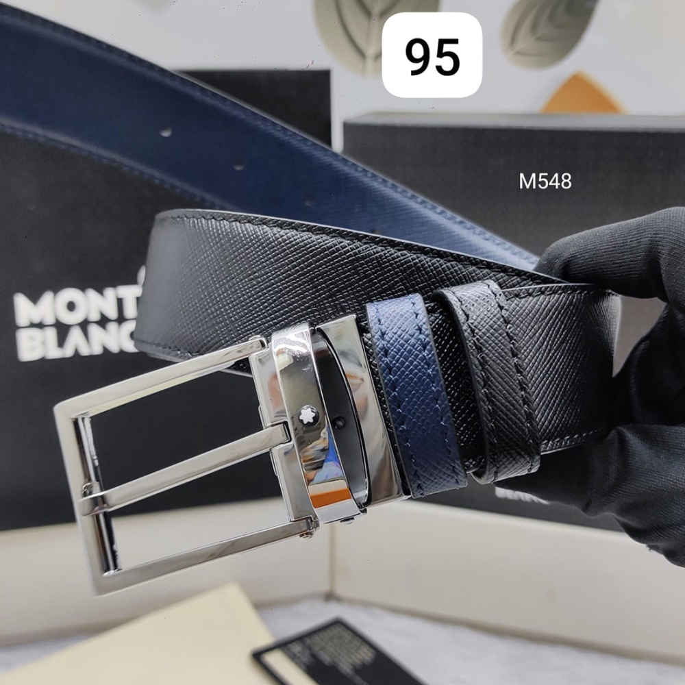 Mont Blanc Silver Premium Quality Leather Belt-thumb-0