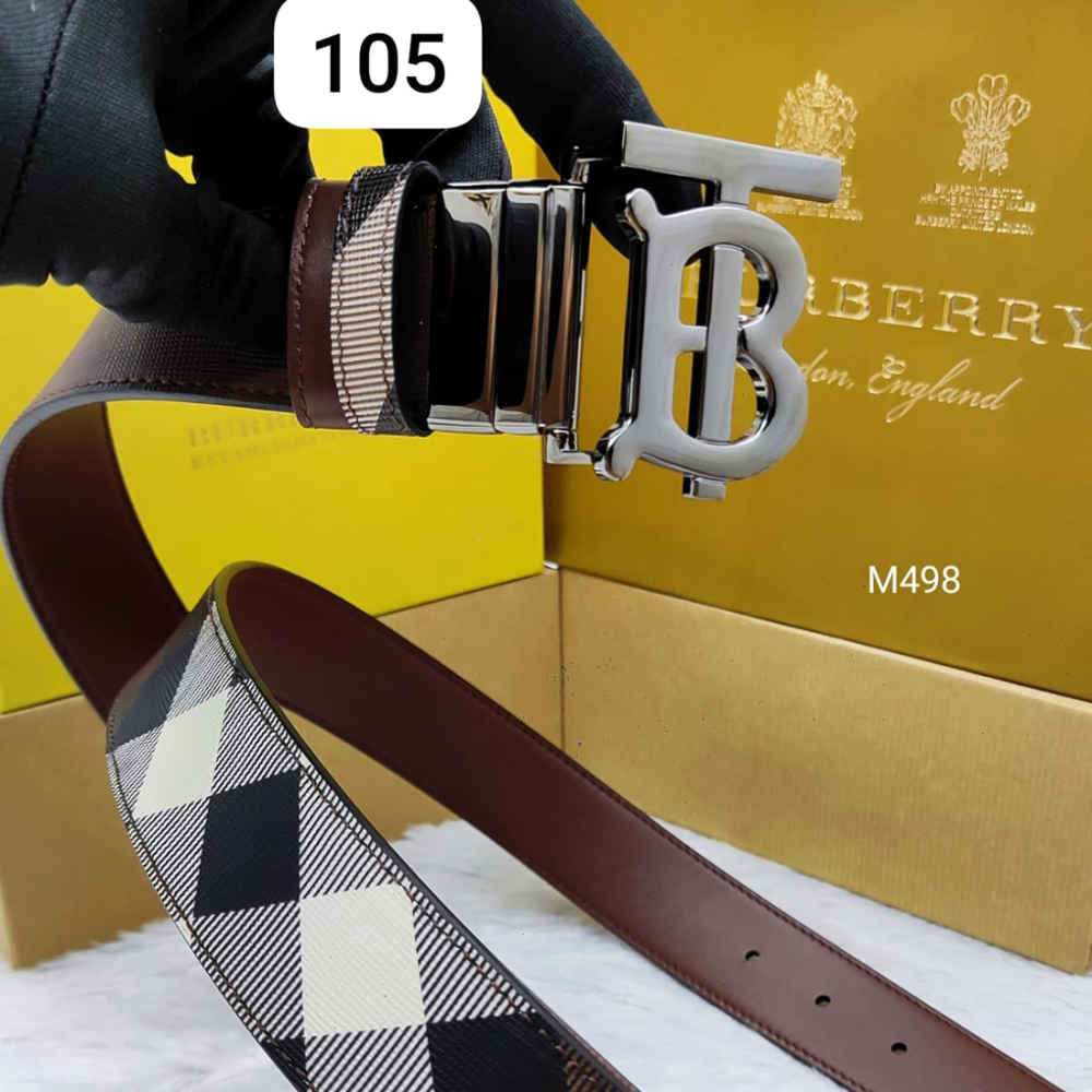 Burberry Silver Premium Quality Leather Belt-thumb-0