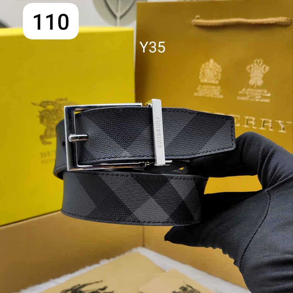 Burberry Silver Premium Quality Leather Belt-thumb-0