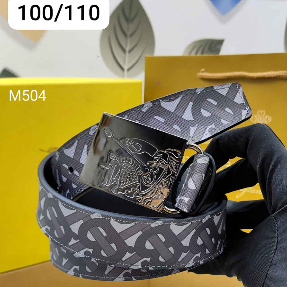 Burberry Silver Premium Quality Leather Belt-thumb-0