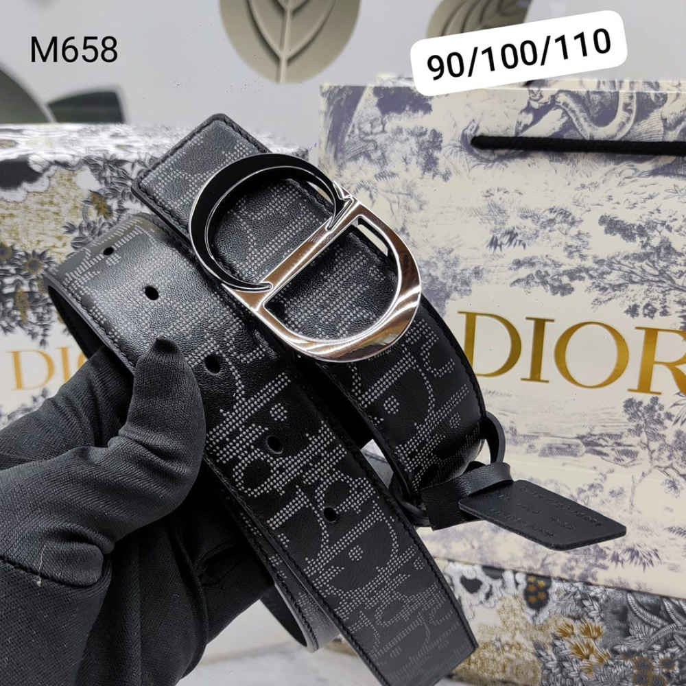 Dior Silver Premium Quality Leather Belt-thumb-0