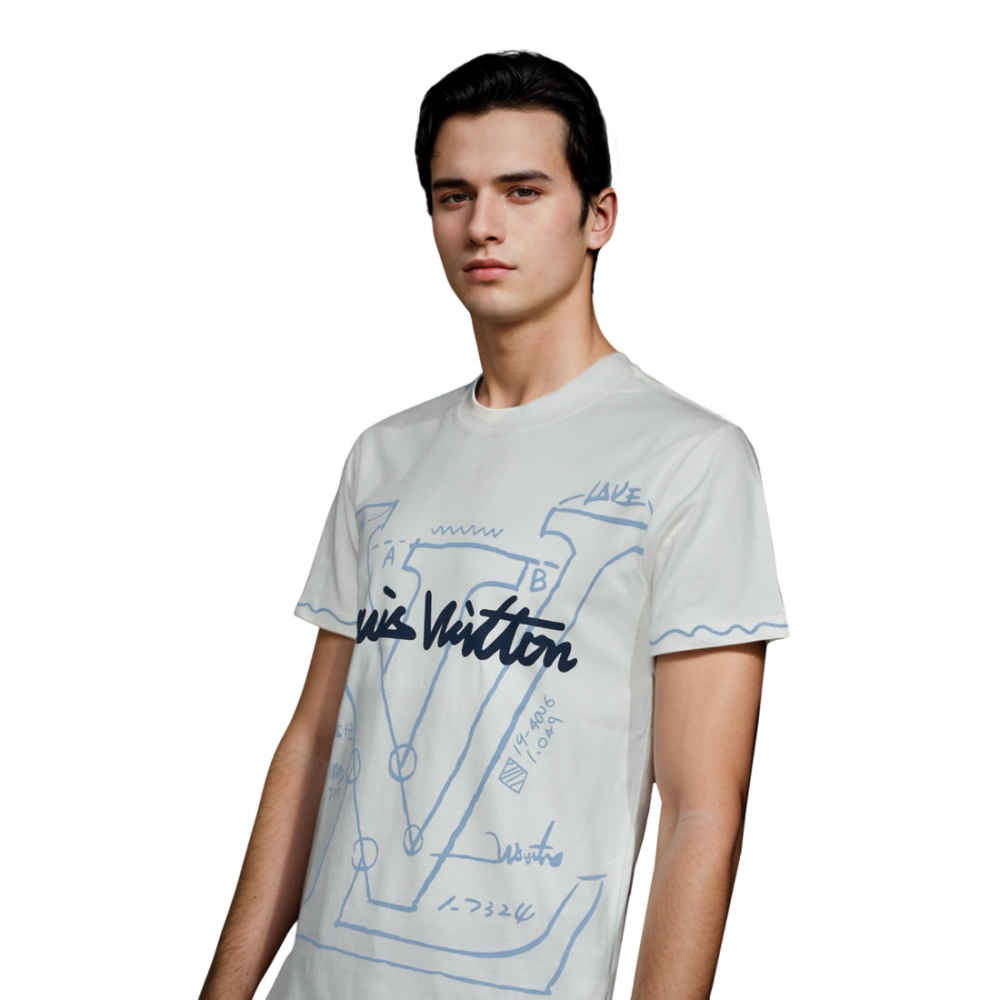 Louis Vuitton White Premium Quality T-shirt-2