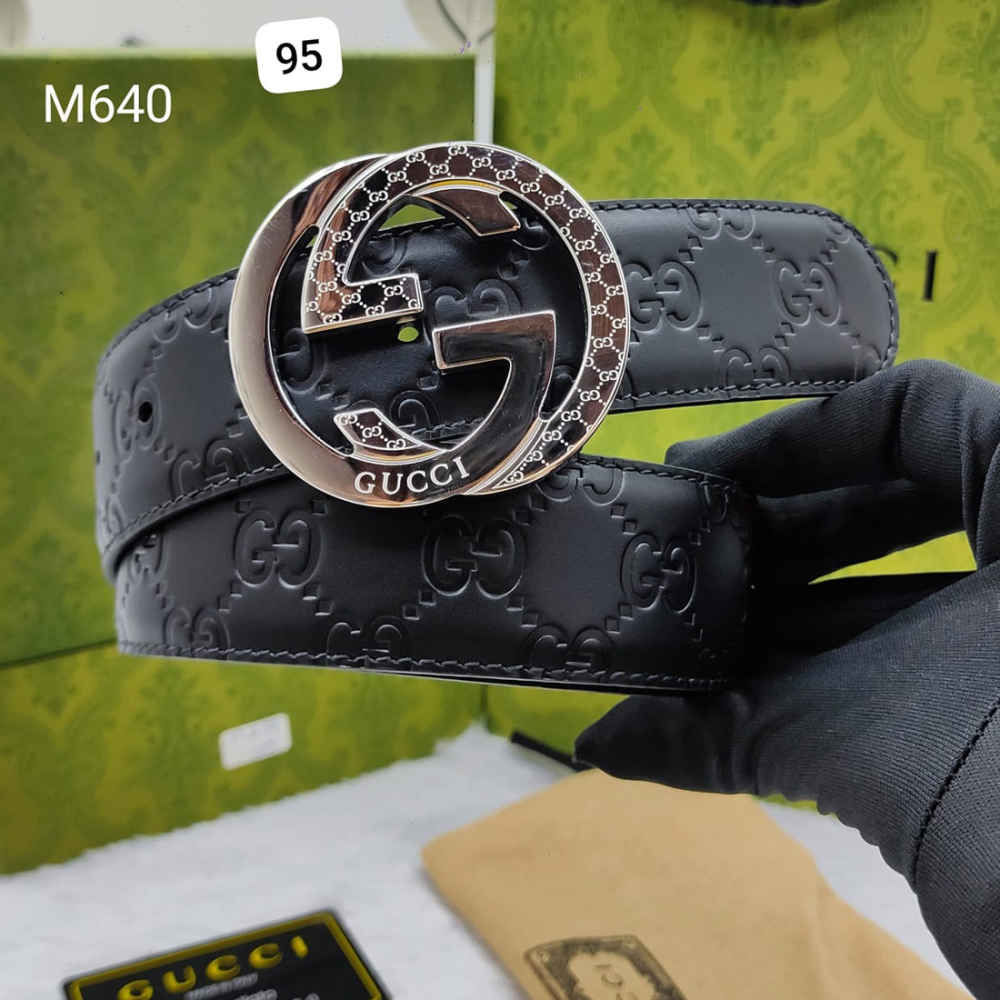 Gucci Silver Premium Quality Leather Belt-thumb-0