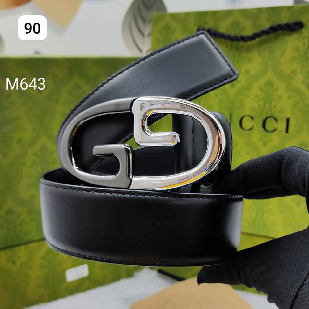 Gucci Silver Premium Quality Leather Belt-thumb-0