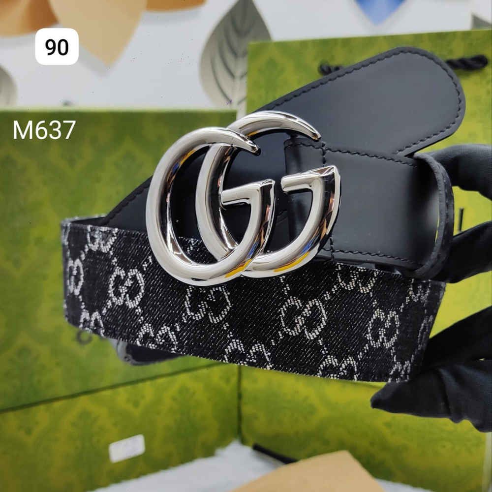 Gucci Silver Premium Quality Leather Belt-thumb-0