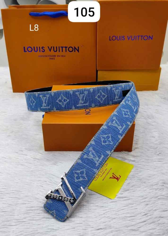 Louis Vuitton Silver Premium Quality Leather Belt-thumb-0