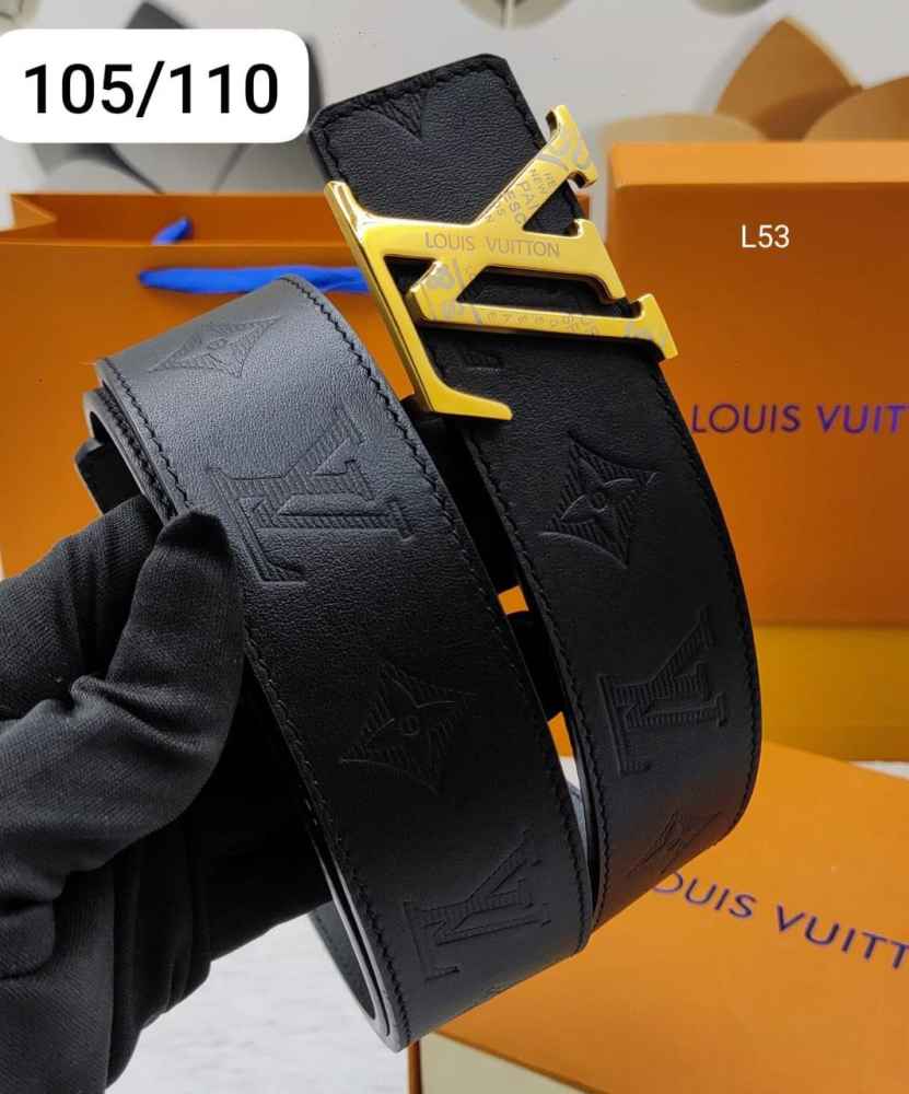 Louis Vuitton Golden Premium Quality Leather Belt-thumb-0