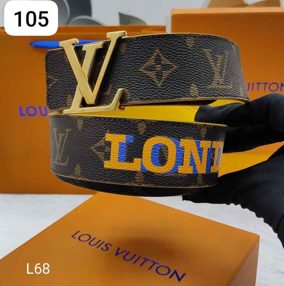 Louis Vuitton Golden Premium Quality Leather Belt-thumb-0