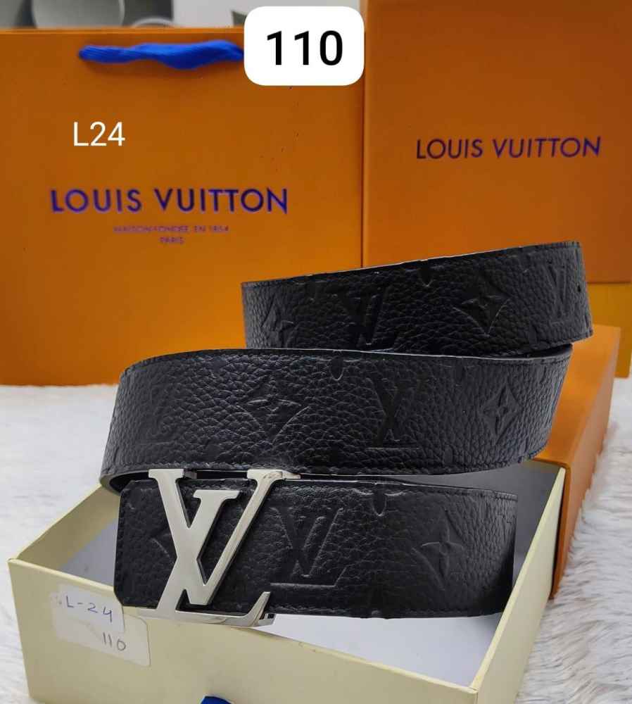 Louis Vuitton Silver Premium Quality Leather Belt-thumb-0