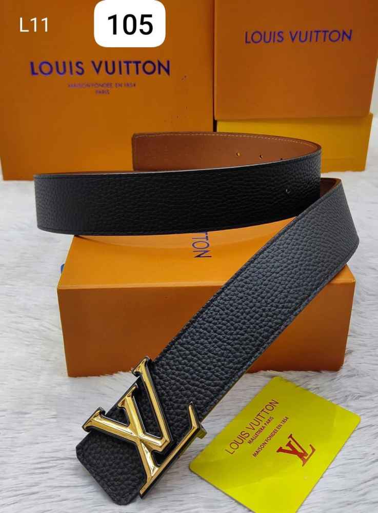 Louis Vuitton Golden Premium Quality Leather Belt-thumb-0