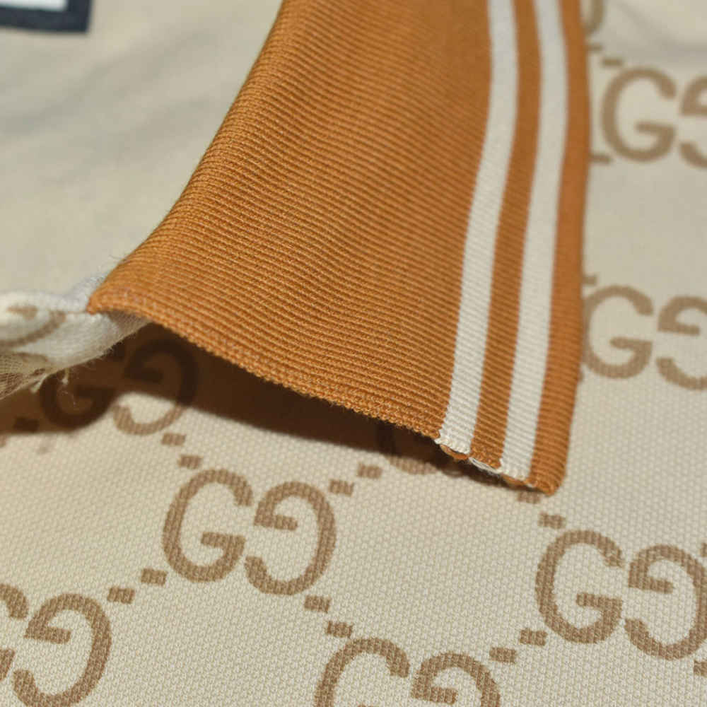 Gucci GG Stretch Cream Premium Polo T-shirt-thumb-4